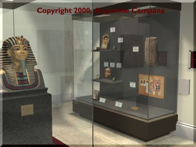 King Tutankhamon's gold mask and wall display case